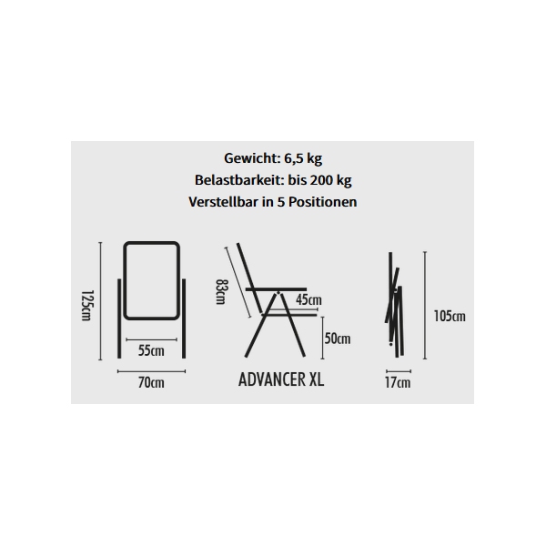 Set 1 Tisch WESTFIELD Aircolite 120 Black Edition Tisch 120 x 80 cm - Performance Series - 201-27251 und 4 Stuehle WESTFIELD Advancer XL Stuhl anthracite grey - Performance Series - 201-883 AG