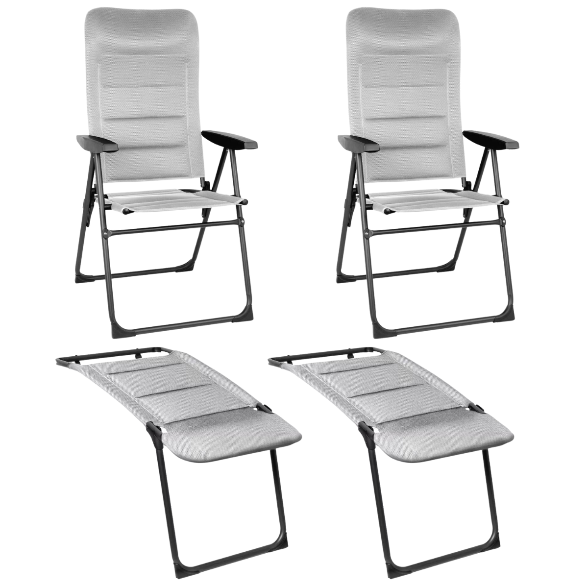 BRUNNER Campingstuhl SKYE 3D RT Grau mit Beinauflagen 2er-Set - 0404060N-C06 0404079N.C06