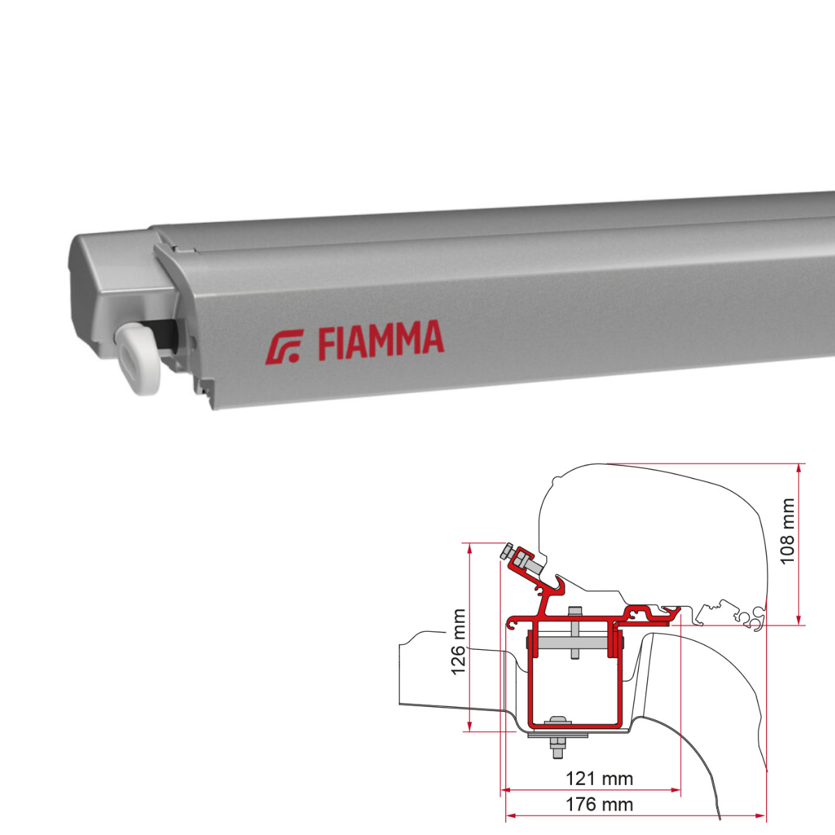 Luifel FIAMMA F80 S 320 Royal grey Huis titanium incl. Adapterkit VW Crafter II MAN TGE H3 L3 vanaf Markise FIAMMA F80 S 320 Royal grey Gehaeuse titanium inkl. Adapterkit VW Crafter II MAN TGE H3 L3 ab - 07832B01R 98655Z043