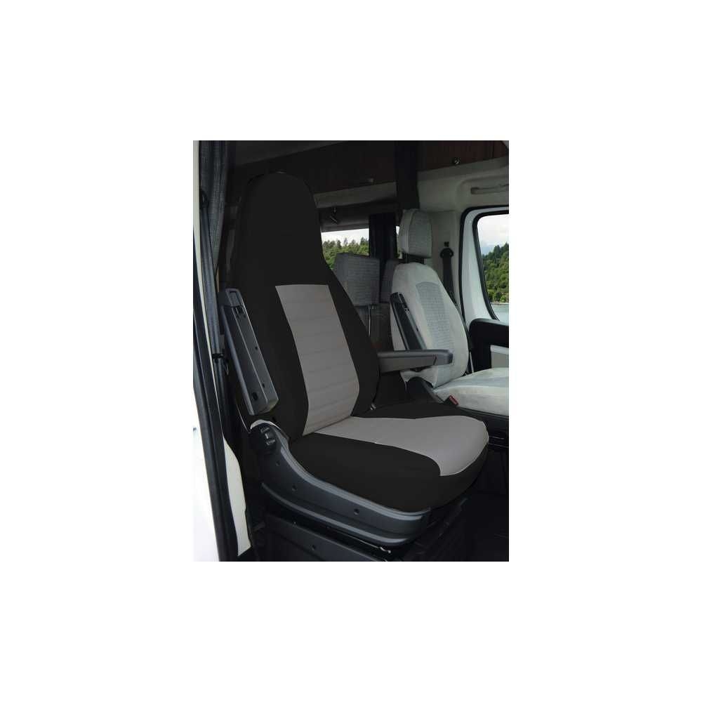 CARBEST Schonbezug Integralsitz VW T6-T6-1 California ab Bj. 15- Kunstleder Schwarz-Grau 2er-Set - 943555