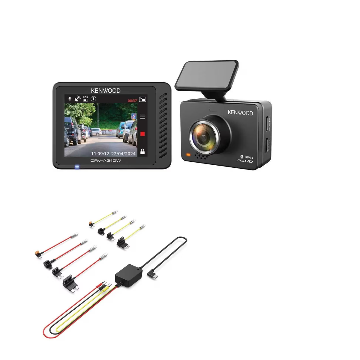 KENWOOD DashCam DRV-A310W inkl. Anschusskabel Festeinbau CA-DR1130