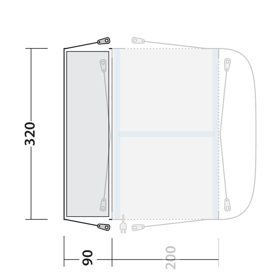 Outwell Schleuse Parkville 200SA 240-270 cm - 111415