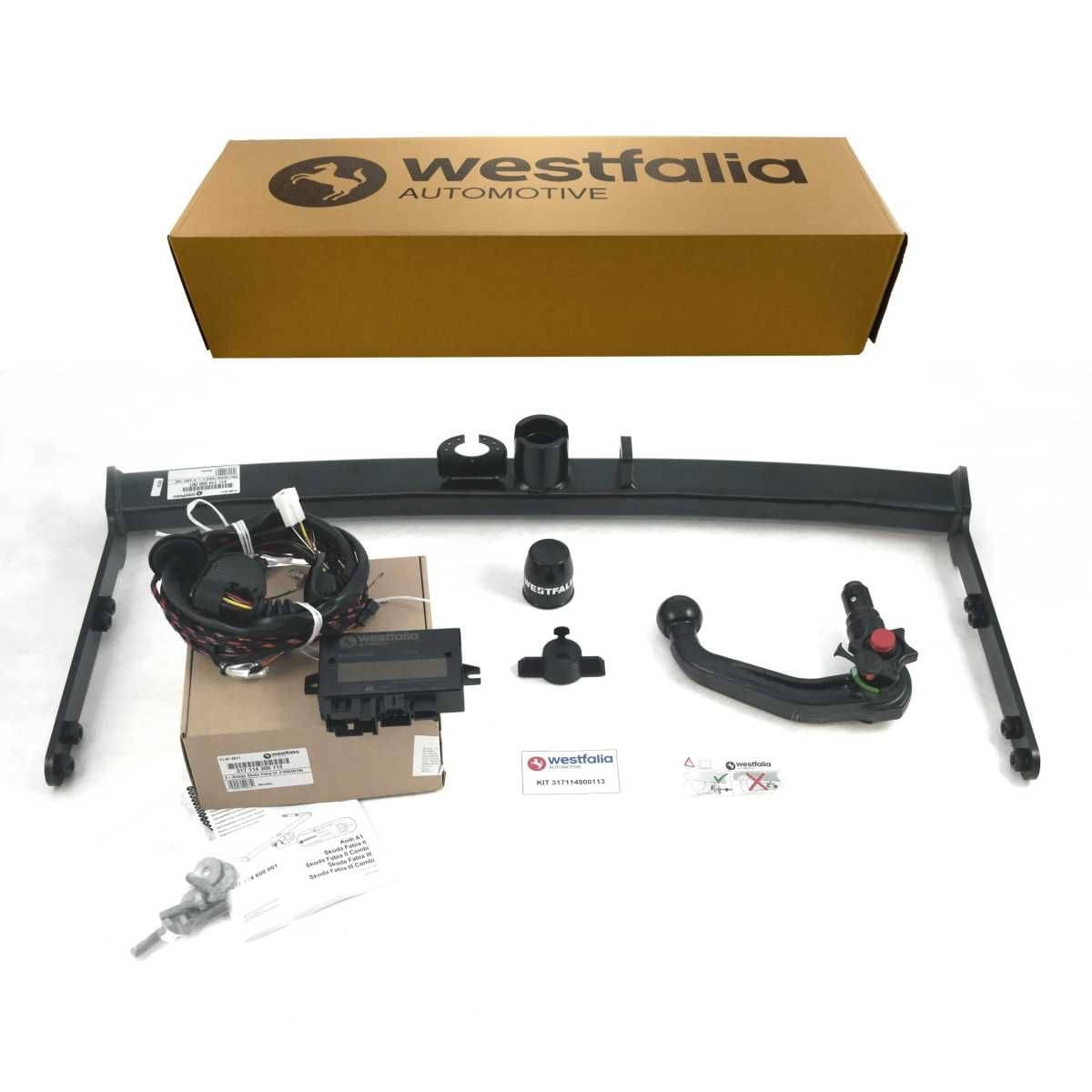 WESTFALIA Abnehmbare Anhängerkupplung Skoda Fabia III Combi 01/15-09/21 Set inkl. 13-pol. E-Satz Westfalia Abnehmbare Anhaengerkupplung fuer Skoda Fabia 3 Combi -BJ 01-2015-09-2021- und Schraegheck -BJ 11-2014-05-2021- - im Set mit 13-pol. fahrzeugspezifischem Elektrosatz - 317114900113