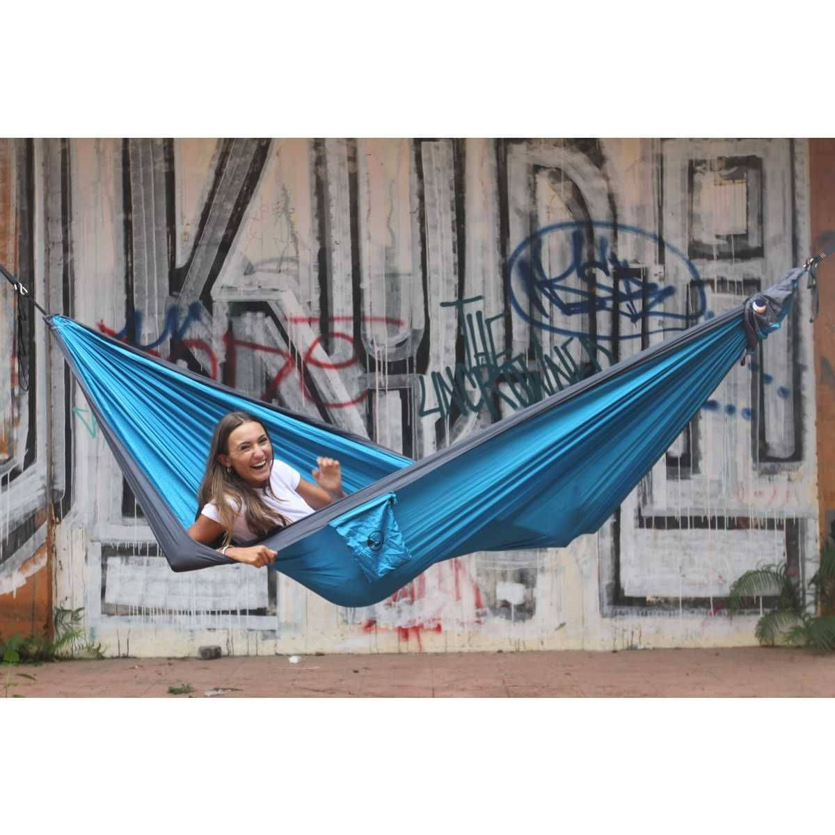 TICKET TO THE MOON Original Hammock Haengematte Aqua - Dark grey inkl. Lightest Straps - TMO1503 TMLSTRAP