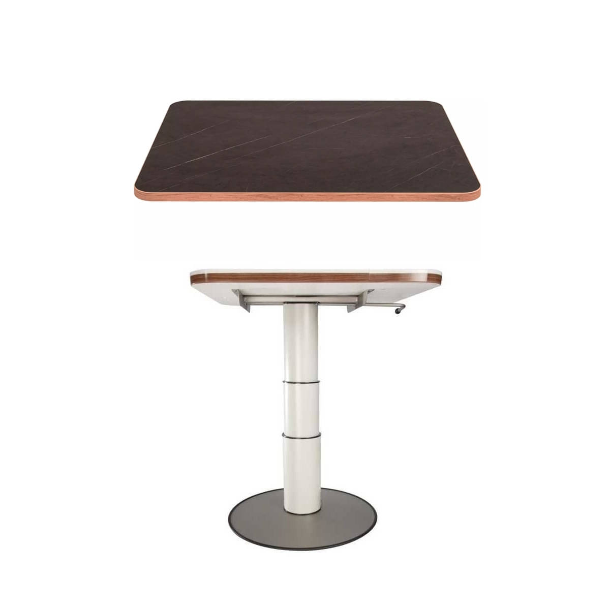 ILSE TECHNIK Freistehendes Liftgestell 7037 inkl. Leichtbautischplatte Marmoroptik 58 x 90 x 2-8 cm