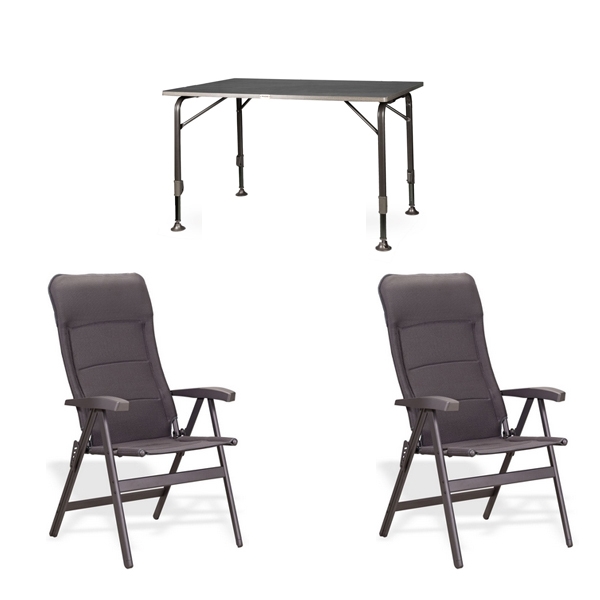 Set 1 Tisch WESTFIELD Moderna Tisch 120 x 80 cm - Avantgarde Series - 101-750 und 2 Stuehle WESTFIELD Noblesse Stuhl charcoal grey - Avantgarde Series - 101-101 CG