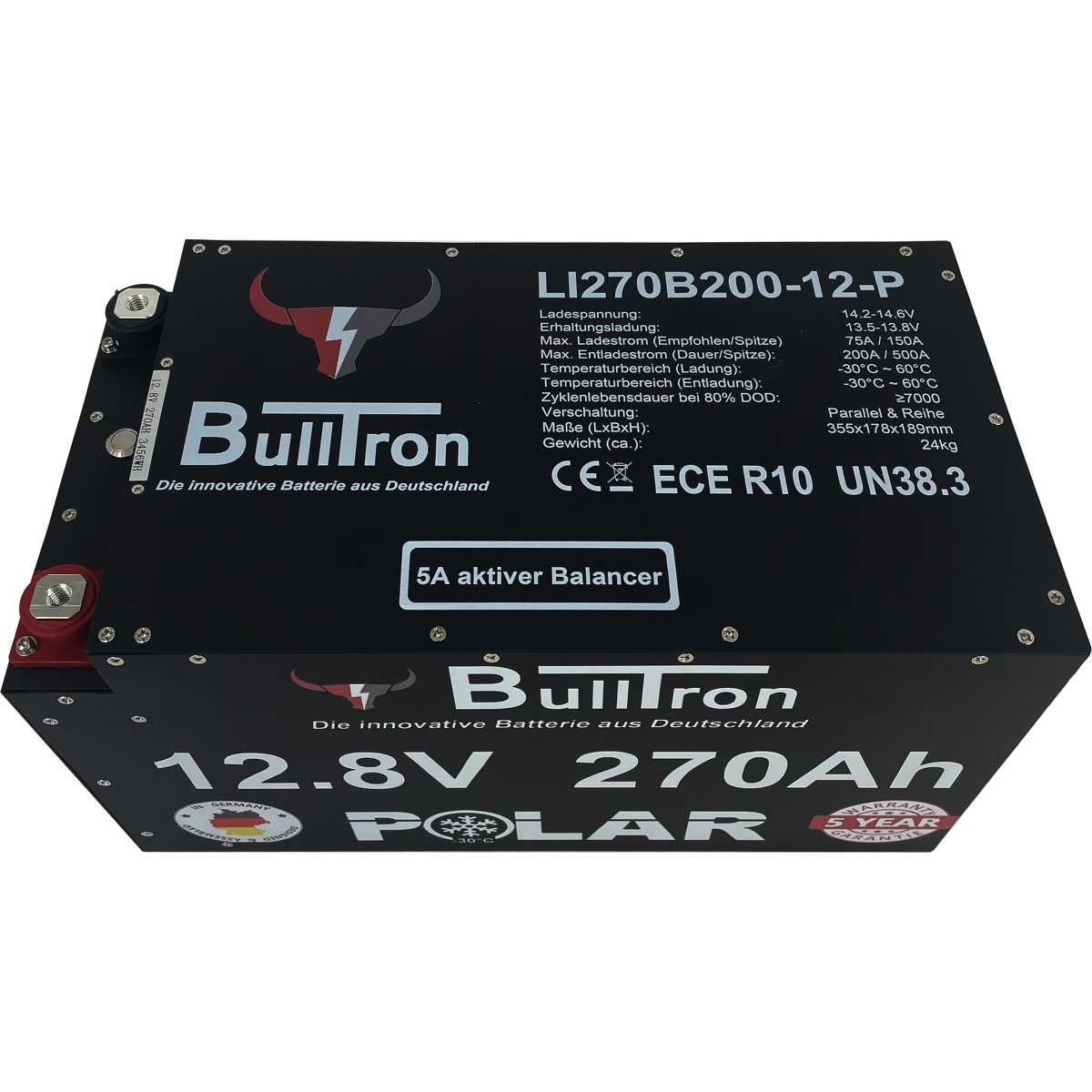 BULLTRON Lithium-Batterie POLAR 270Ah 12V inkl. BMS 200A Dauerstrom - App - LI270B200-12-P