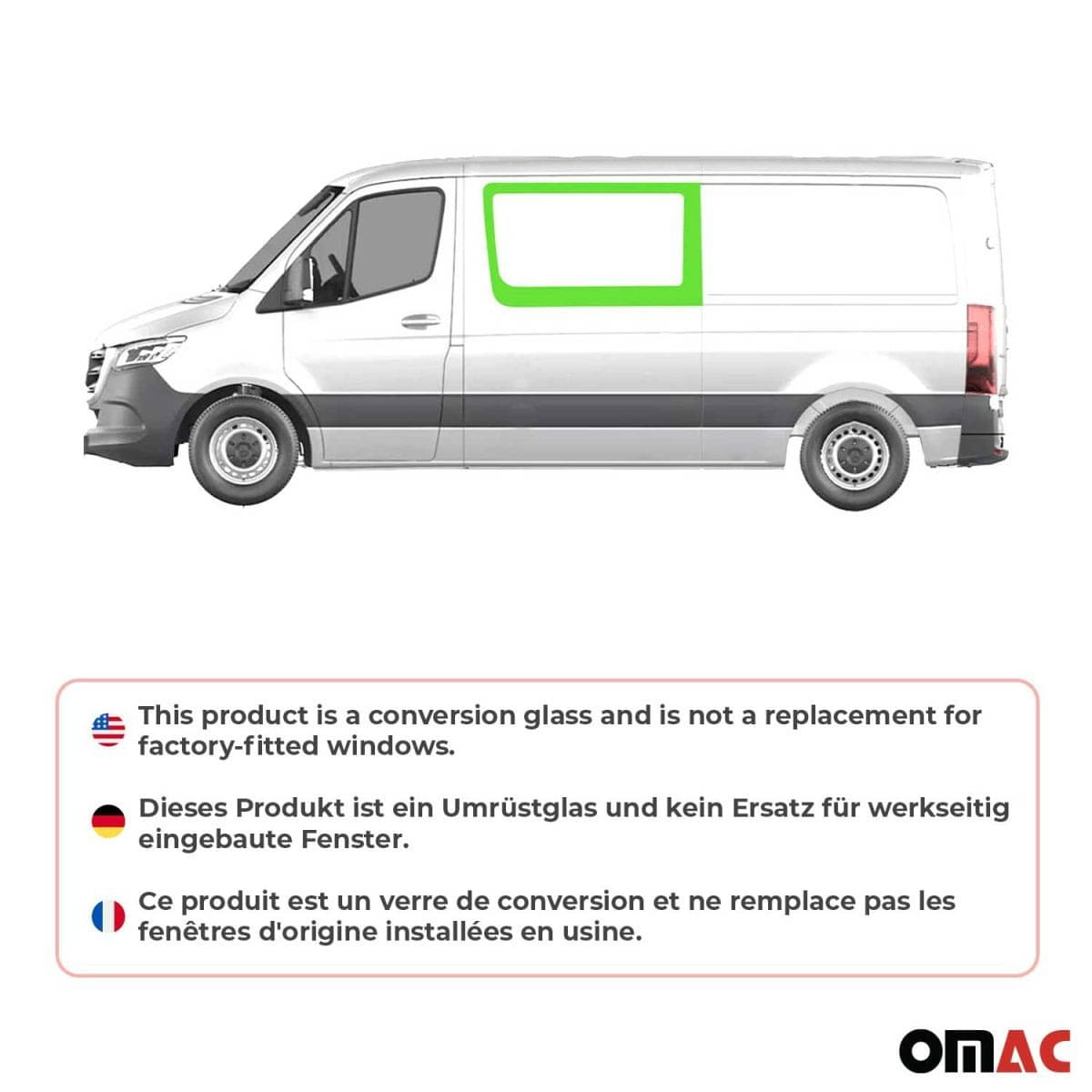 OMAC Seitenfenster Seitenscheibe VW Crafter L2-L3-L4 Bj. 2006-2017 Vorne Links - A050980