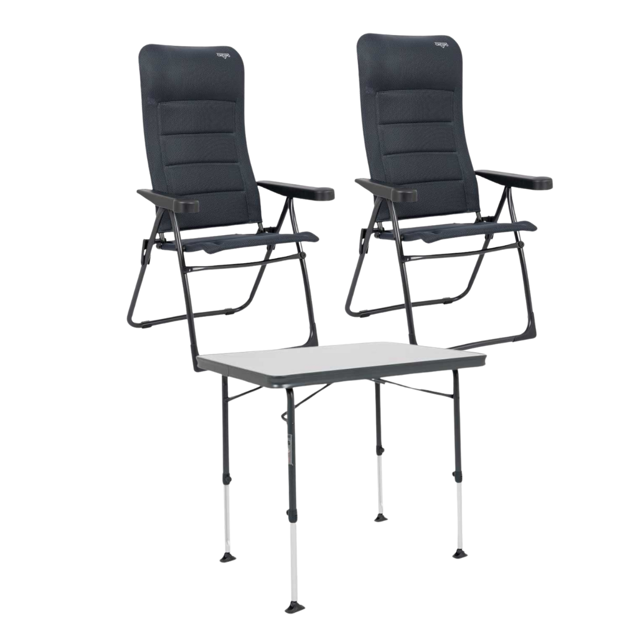 CRESPO Campingstuhl Air Deluxe AP-215-AD schwarz 2er-Set - Tisch Sevilla AP-245 80x60 cm schwarz - 1148026 1151335