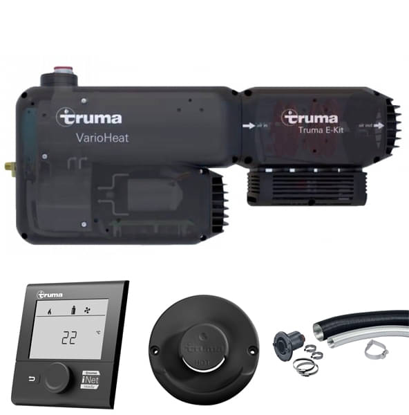 Heizungset- Heizung inkl. Wandkaminset WK 64 L- Kaminaussenteil WK schwarz- E-Kit