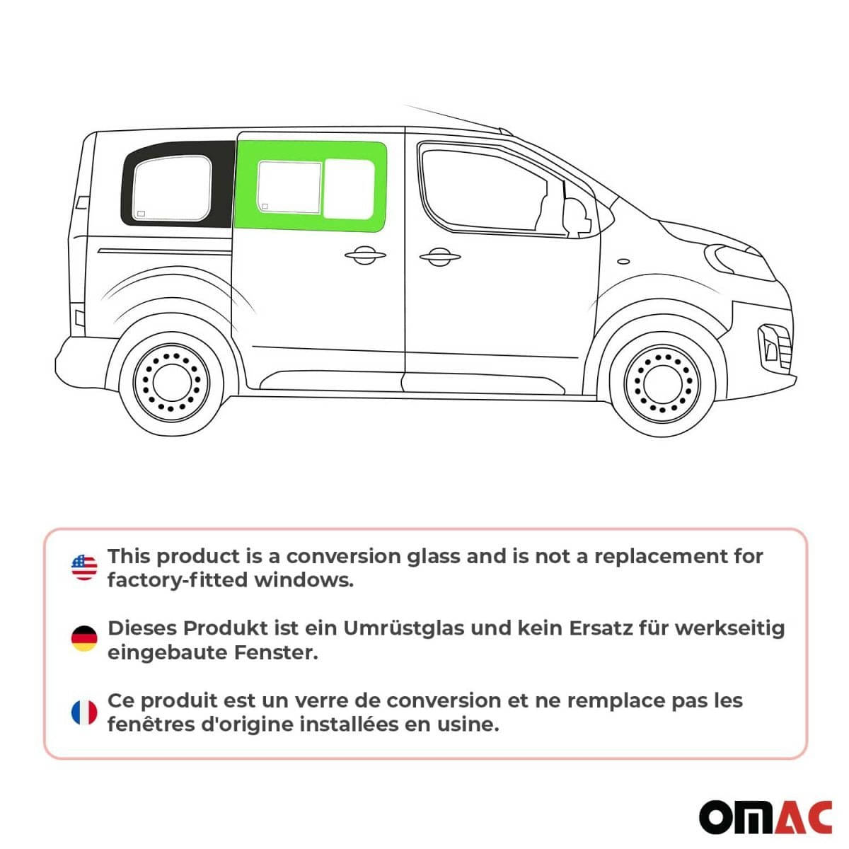 OMAC Seitenfenster Schiebefenster Citroen Jumpy L1 ab Bj. 2017 Vorne Rechts OMAC Seitenfenster Schiebefenster Citroen Jumpy L1 ab Bj. 2017 Vorne Rechts - 5726405-1FSSR