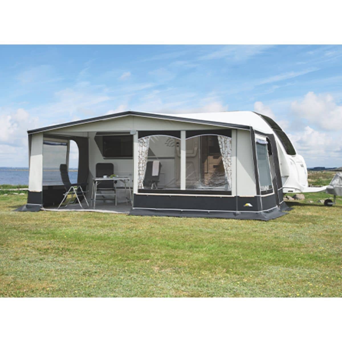 DWT Wohnwagen-Vorzelt JUBILEE 40 Gr. 9 Umlaufmass 791-820 cm Tiefe 240 cm Travel-Paket Alu-Gestaenge - 122149TALU