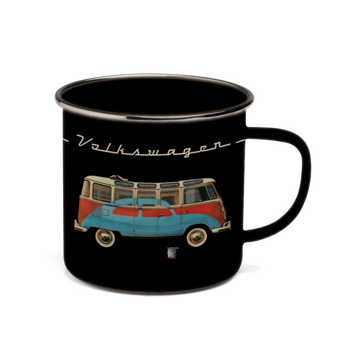 VW Collection VW T1 Bulli Bus Emaille Tasse schwarz 500 ml - BUTA12