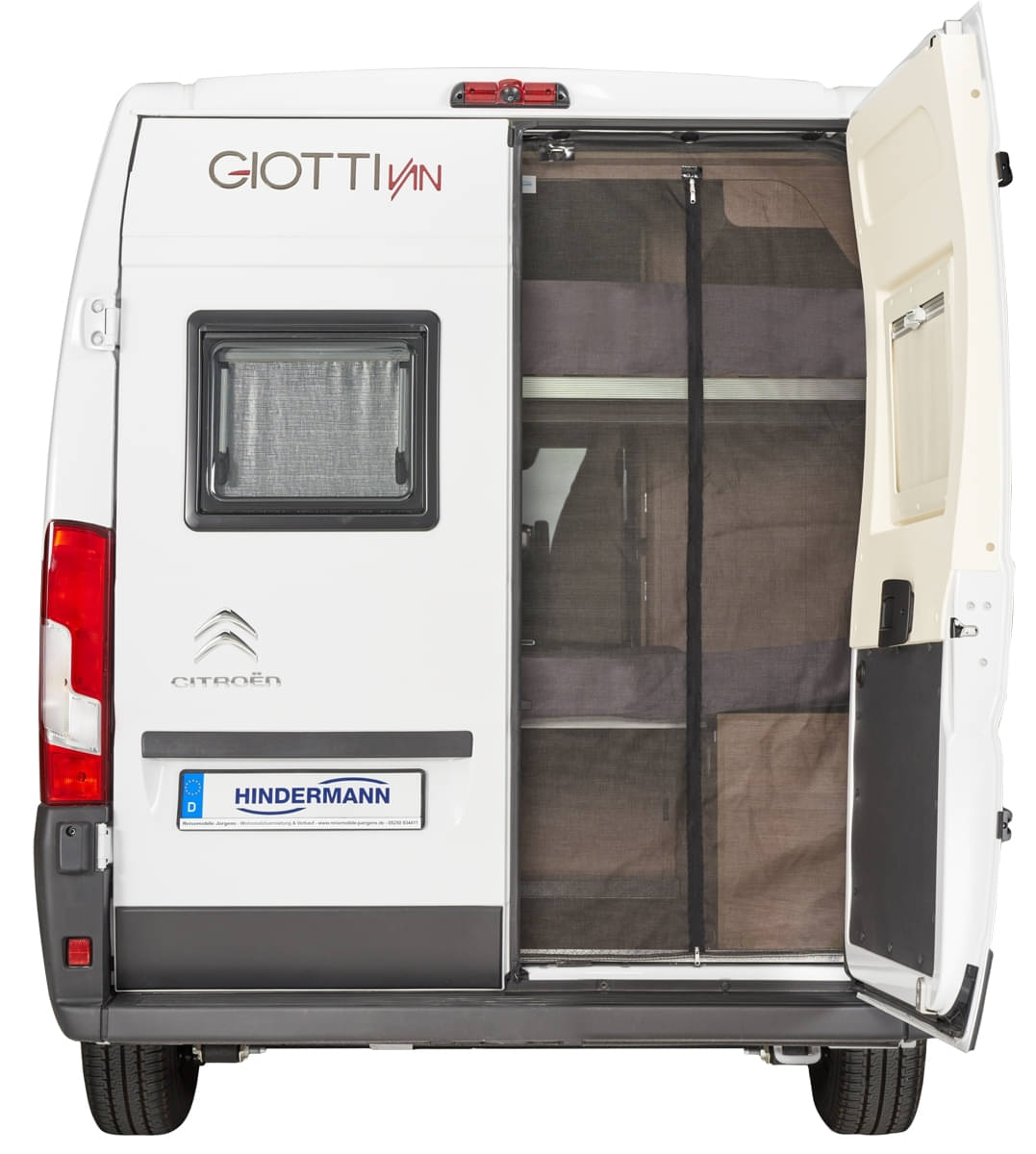 HINDERMANN Insektenschutzvorhang fuer Hecktuere Fiat Ducato H3 ab Bj. 2006 hoher Tuerausschnitt schwarz - 8375-2130 M