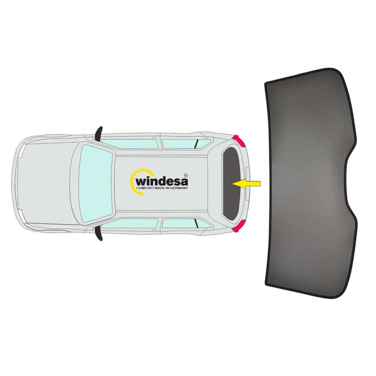 WINDESA SunClip Sonnenschutz - Sichtschutz Mercedes V-Klasse ab Bj. 2024 Heckfenster Set C - sun-10374c
