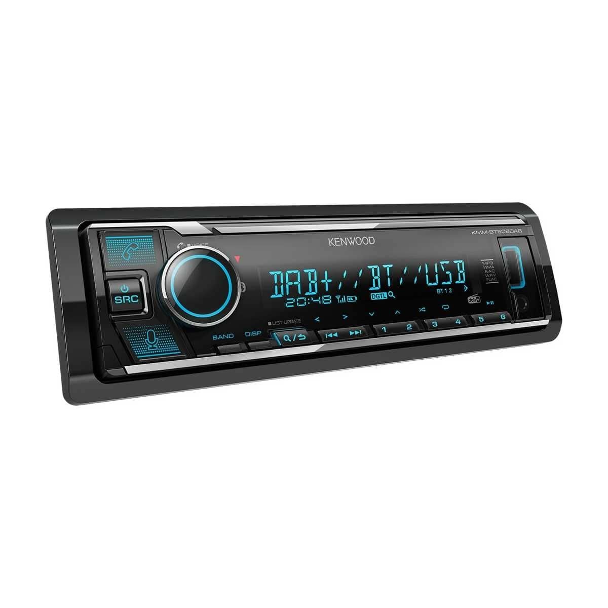 KENWOOD 1-DIN Autoradio ohne CD-Laufwerk mit umschaltbarer Beleuchtung KMM-BT508DAB