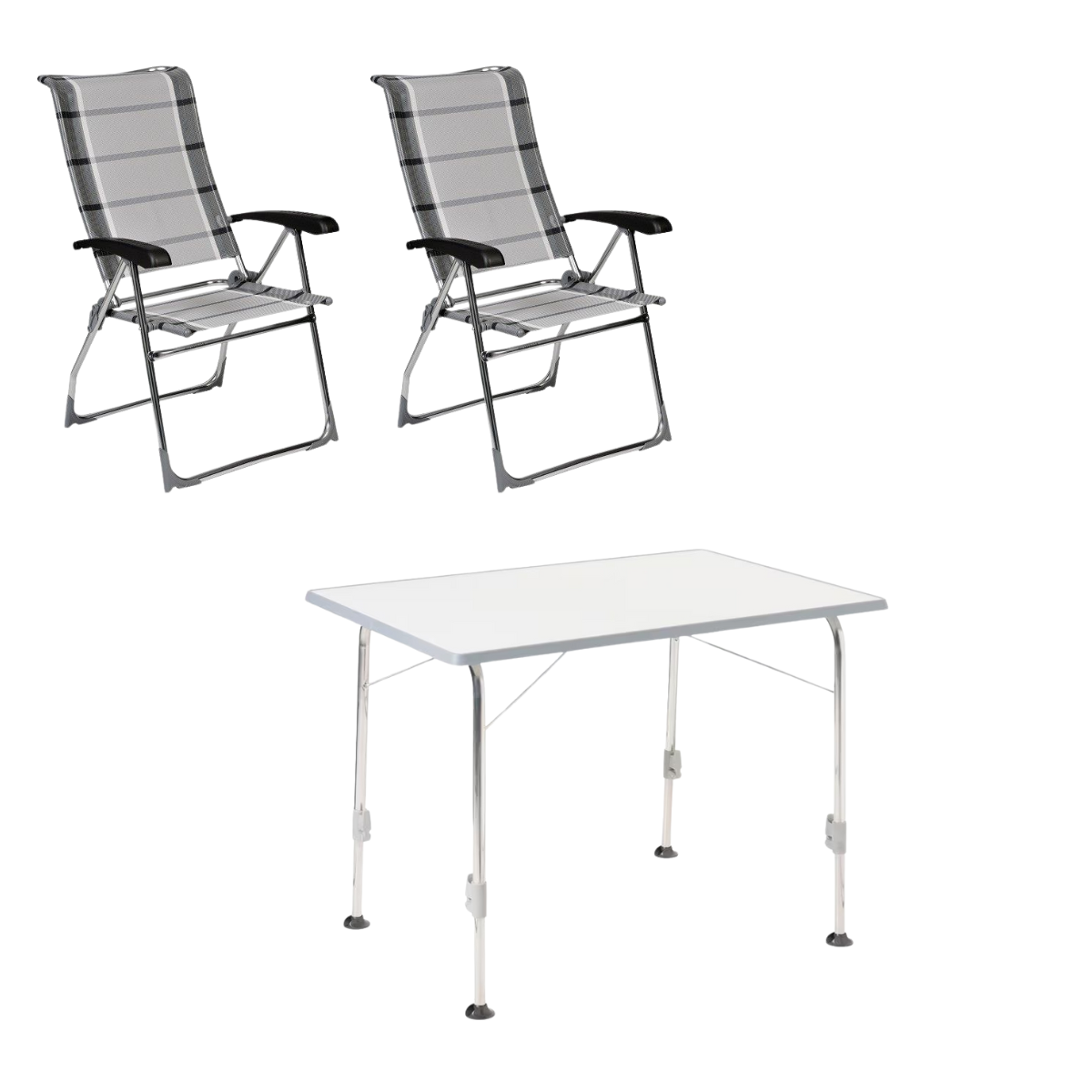 DUKDALF Stuhl Aspen silber anthrazit 2er-Set - Tisch STABILIC II 100x68 cm hellgrau - 42-01-0649-4 40-24-1006.8