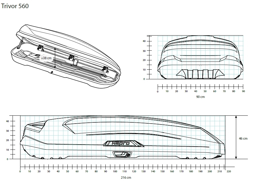 Dachbox Hapro Trivor 560 Anthracite 560 Liter 216x90 cm 35371