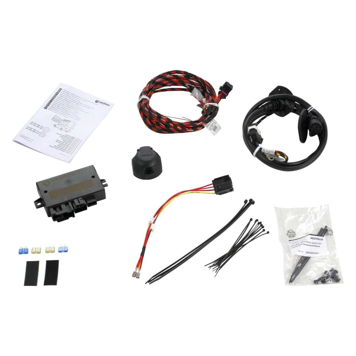 WESTFALIA Starre Anhaengerkupplung fuer VW Golf 7 Limo -BJ 06-14-06-20- T-Roc -07-17- Audi A3 -06-14-06-16- Q2 -11-16- Skoda Octavia 3- Seat Leon 3 -06-14-01-20- - im Set mit 13-pol. fahrzeugspezifischem Elektrosatz - 305408900113