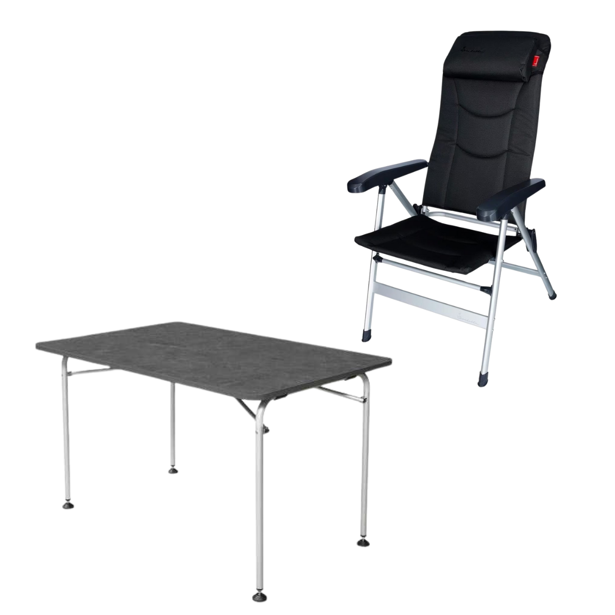 ISABELLA Campingstuhl Thor dunkelgrau mit Campingtisch 80 x 120 cm
