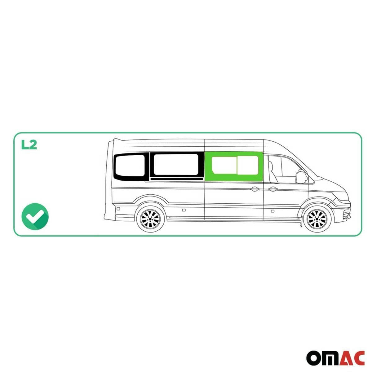 OMAC Seitenfenster Schiebefenster VW Crafter L2 ab Bj. 2017 Schiebetuer Rechts - 7556405-1FSDSR