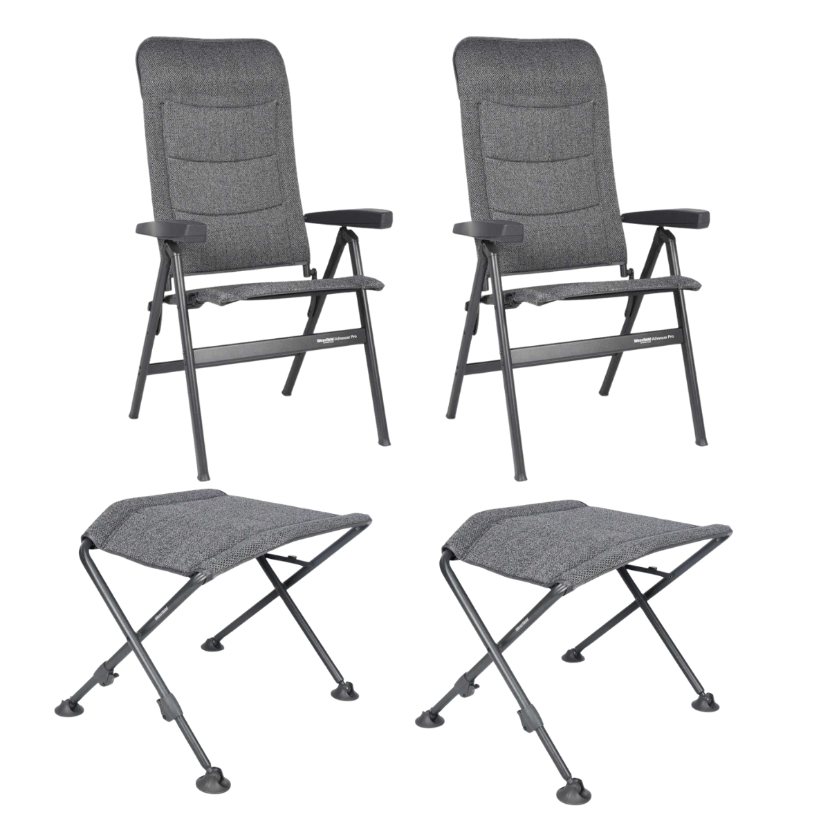 WESTFIELD Campingstuhl Advancer Pro grey melange - Beinauflagen FOCUS 2er-Set - 201-1884 GM 201-812 GM