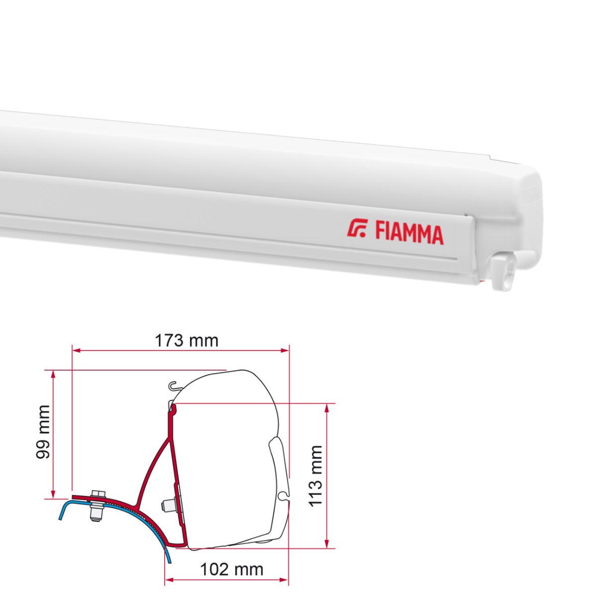 Markise FIAMMA F45 S 230 Royal grey behuizing wit inclusief adapterkit Renault Trafic Opel Vivaro tot 201 Markise FIAMMA F45 S 230 Royal grey Gehaeuse weiss inkl. Adapterkit Renault Trafic Opel Vivaro bis 201 - 06280P01R 98655-854