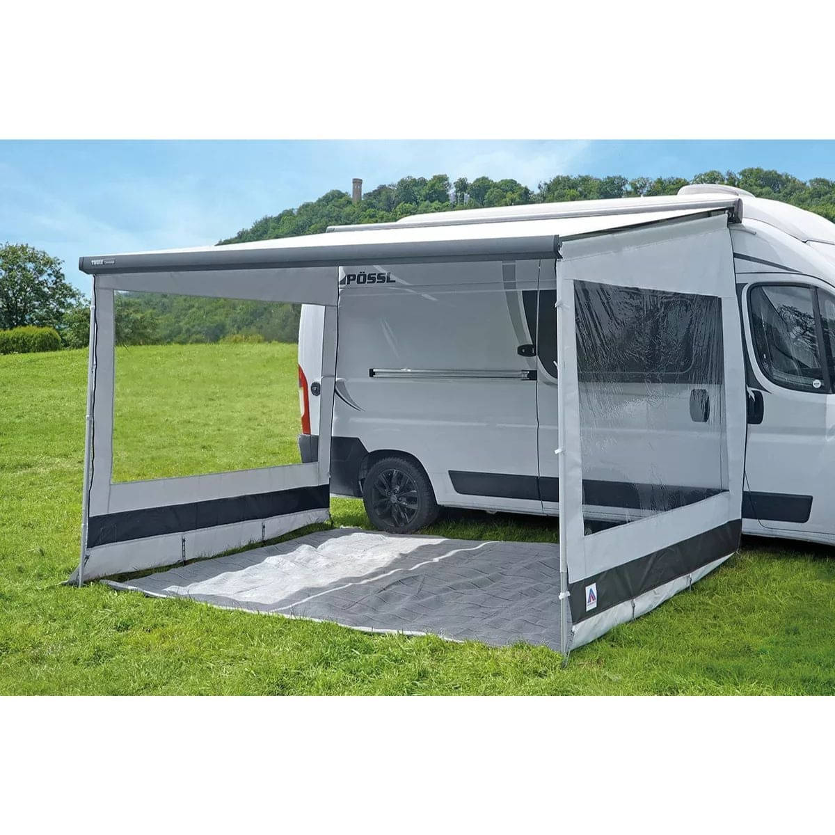 HAHN ZELTE Markisen-Seitenwand BARI Hoehe 225-255cm Auszug 250cm Links fuer Thule 5200-6200-6300 - Z01066H1_LI