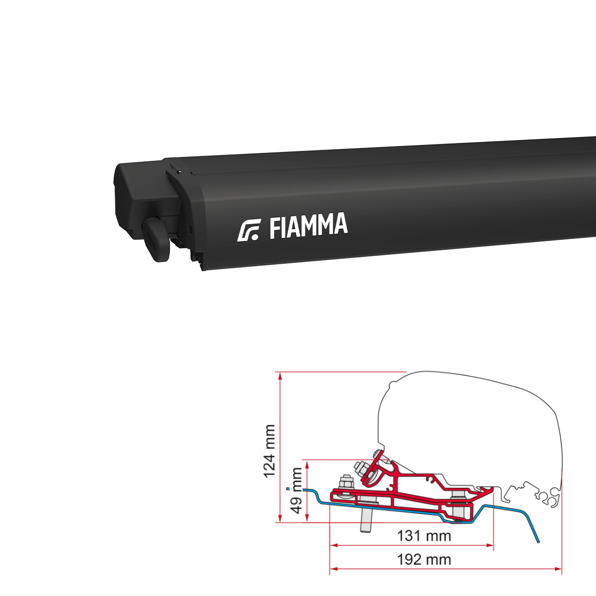 Markise FIAMMA F80 S 400 Royal grey Huis deep black incl. Adapterkit Ford Transit H3 L4 vanaf 2014 Markise FIAMMA F80 S 400 Royal grey Gehaeuse deep black inkl. Adapterkit Ford Transit H3 L4 ab 2014 - 07831E01R 98655Z108