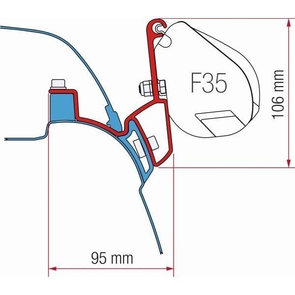 Markise FIAMMA F35 Pro Royal grey 270 cm Gehaeuse Deep black inkl. Adapter VW T5 T6 California