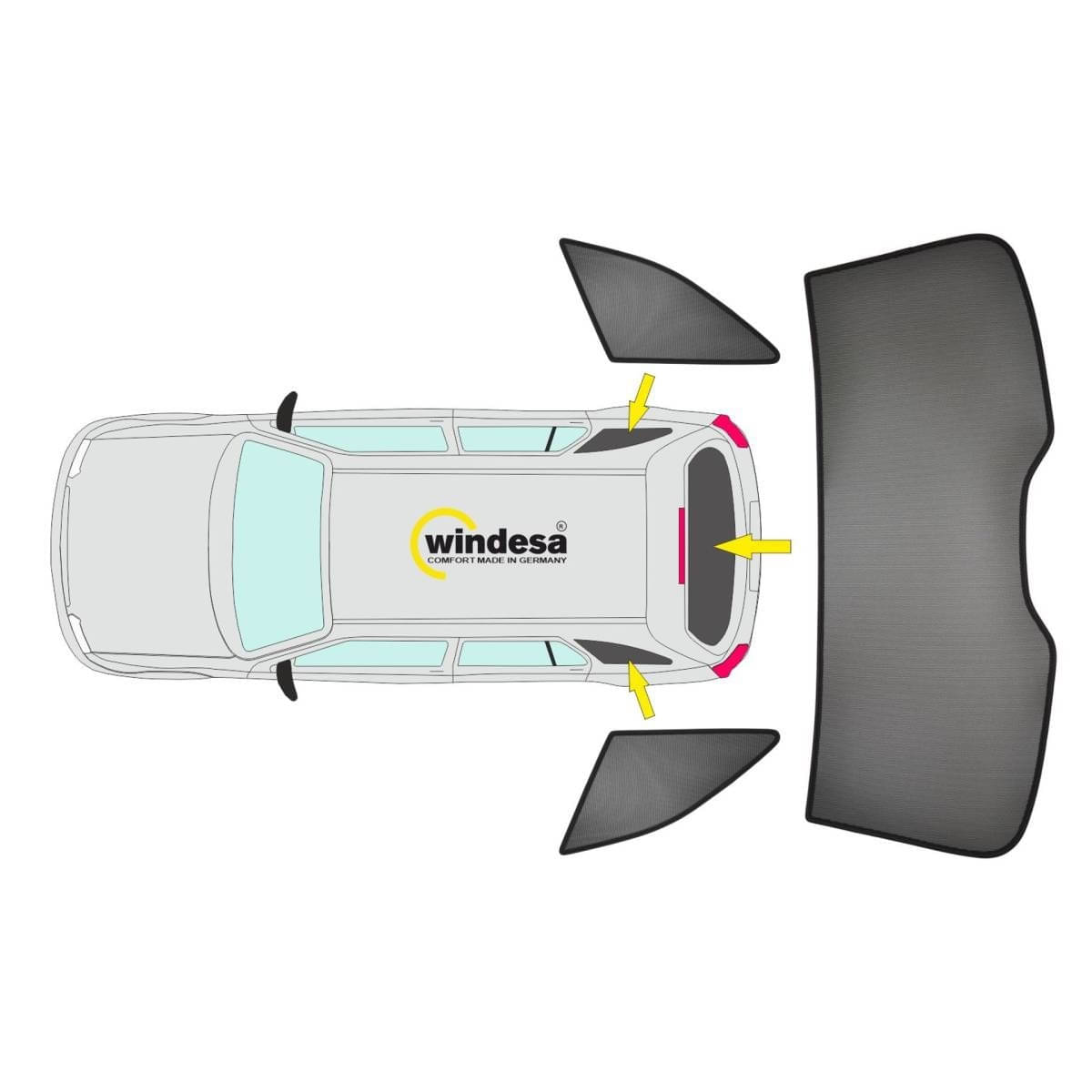 WINDESA SunClip Sonnenschutz - Sichtschutz Mini Cooper-One ab Bj. 2024 Set BC - sun-10453bc