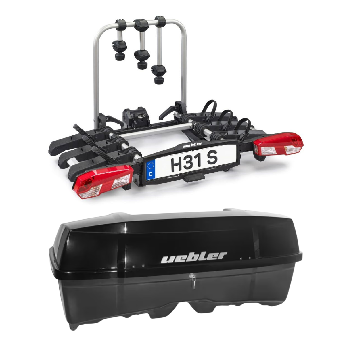 Set UEBLER H31 S Fahrradtraeger 18180 3 Raeder 90 Grad faltbar inkl. Heckbox - 18180 25080
