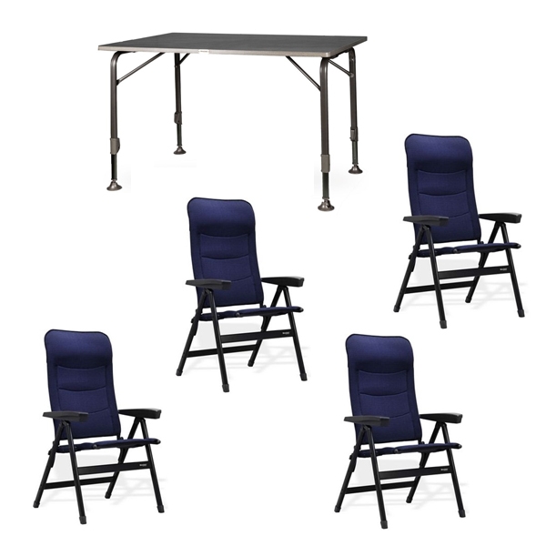 Set 1 Tisch WESTFIELD Moderna Tisch 120 x 80 cm - Avantgarde Series - 101-750 und 4 Stuehle WESTFIELD Advancer S Stuhl dark blue - Performance Series - 201-886 DB