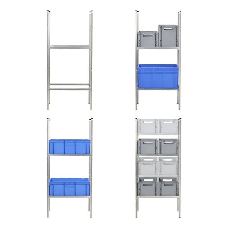ProPlus Aufbewahrungssystem Aluminium fuer Wohnmobilgarage – Basispaket mit 3 Faechern- 65 x 41 x 144 cm- 230400