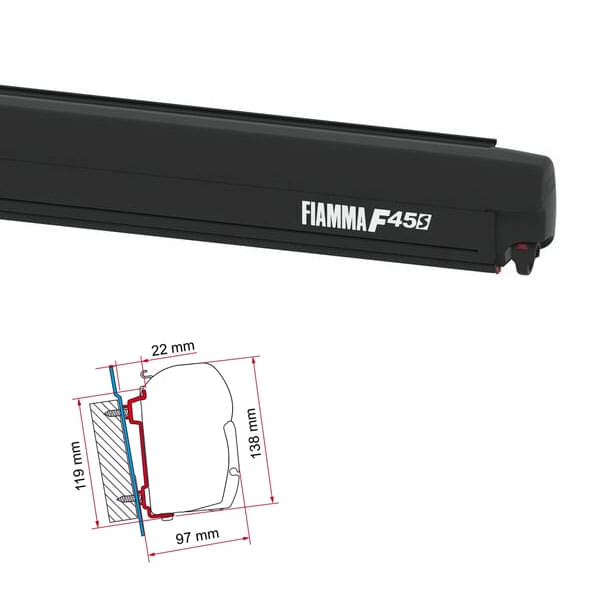 Markise FIAMMA F45 S 260 Royal grey Gehäuse deep black inkl. Adapterkit Ford Transit H2 H3 L1 Markise FIAMMA F45 S 260 Royal grey Gehaeuse deep black inkl. Adapter Ford Transit H2 H3 L1