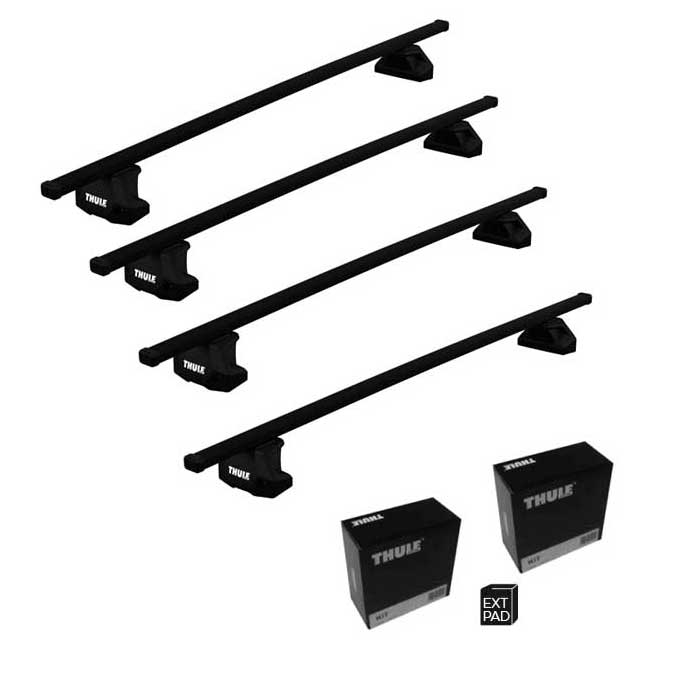 Kompletter Thule Dachtraeger Evo mit SquareBar Stahl Vierkantprofilen - Set mit 4 Traversen