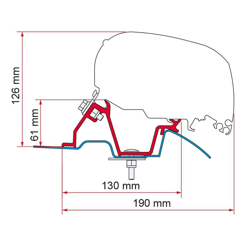 Markise FIAMMA F80 S 400 Royal grey Gehaeuse titanium inkl. Adapter Mercedes Sprinter II VW Crafter I H2 L3 ab 2006 - 2018 ohne Schiene auf dem Dach