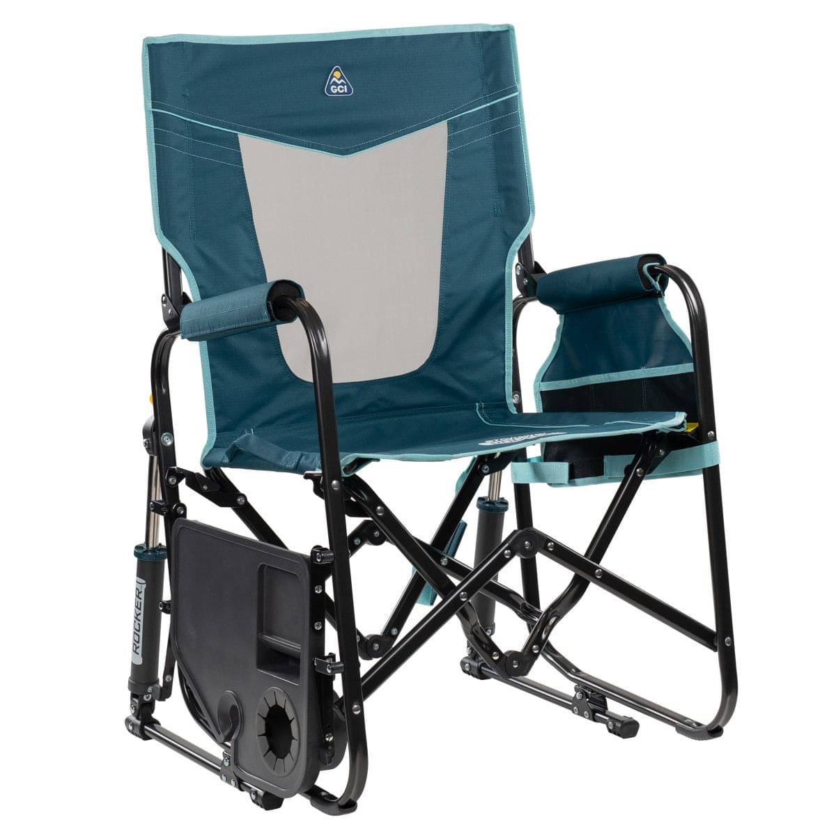 GCI faltbarer Schaukelstuhl Stowaway Rocker mit Seitentisch Teal - 379266