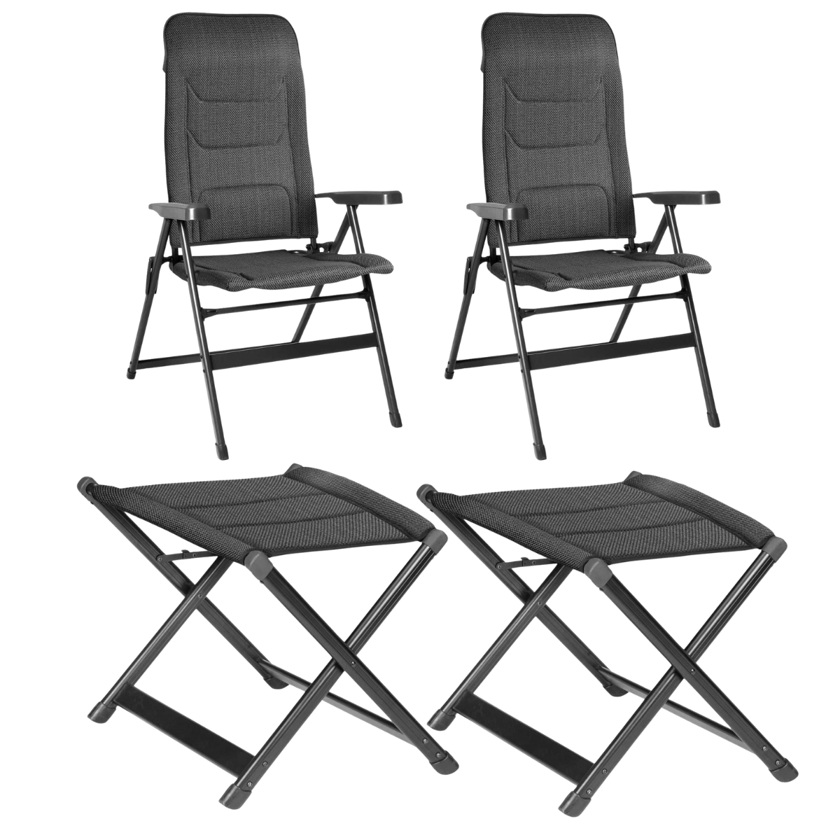 BRUNNER Campingstuhl ARAVEL VITACHIC 3D - L Salt-Pepper mit freistehenden Beinauflagen 2er-Set - 0404065N-C42L 0404073N.C42