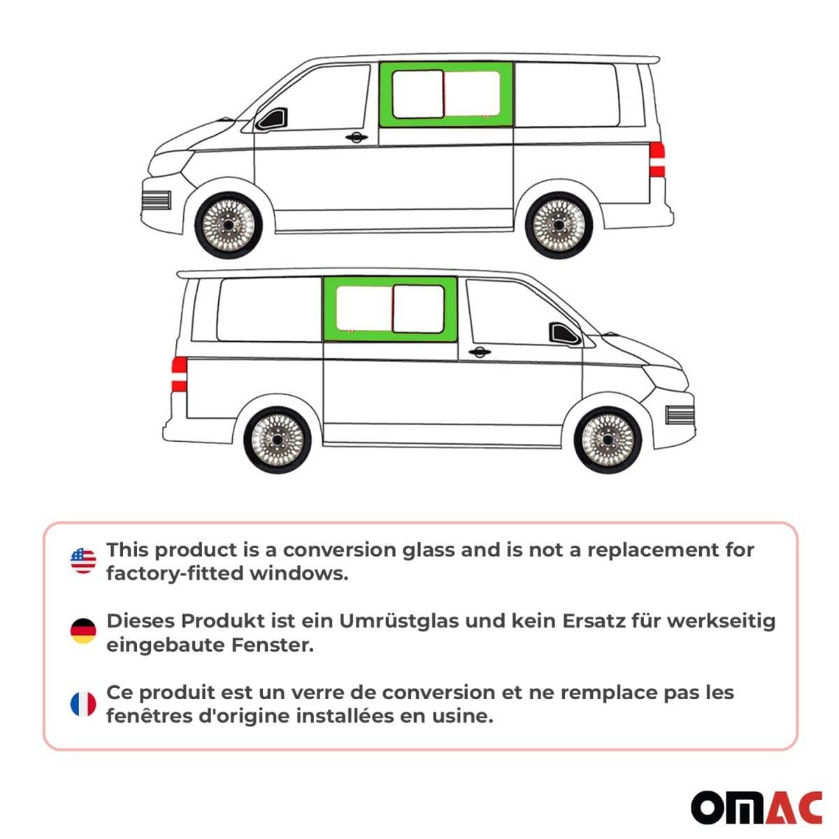 OMAC Seitenfenster Schiebefenster VW T6-T6-1 L1-L2 Bj. 2015-2024 2er-Set Vorne Links-Rechts - A047976