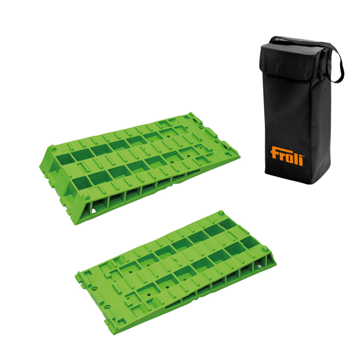 FROLI Kompaktkeil Auffahrkeil 2er-Set mit Tasche green Edition - 77306