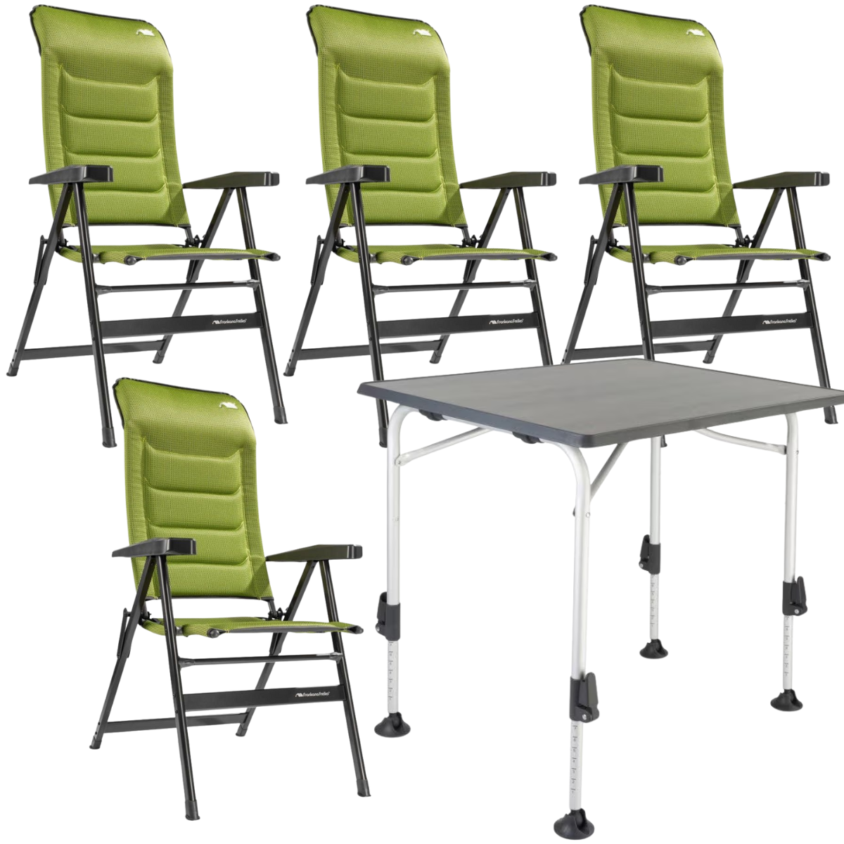 FF Kollektion Stuhl HighQ Basic Greenline 4er-Set & Tisch HighQ Blackline 115x70 cm FF Kollektion Stuhl HighQ Basic Greenline 4er-Set & Tisch HighQ Blackline 115x70 cm