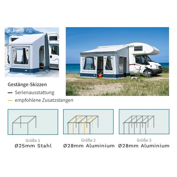 DWT Reisemobil-Vorzelt GLOBUS PLUS 400 x 225 cm mit 28 mm Alu-Gestaenge - 211083ALU