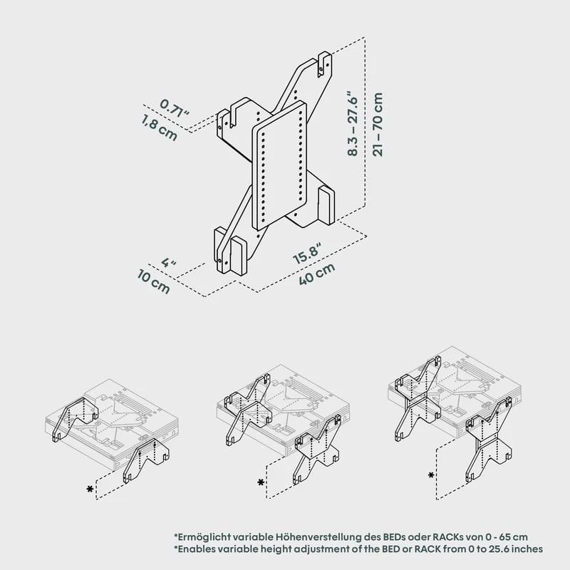 BOXIO - RACK FOOT hoehenverstellbarer Fuss fuer Boxio Rack Bed - RACK FOOT