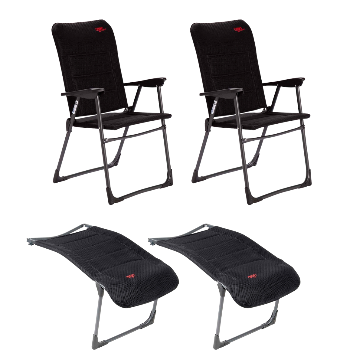 CRESPO Campingstuhl Air Deluxe AP-218-ADS schwarz - Beinauflagen RP-215-AD 2er-Set - 1148301 1104883