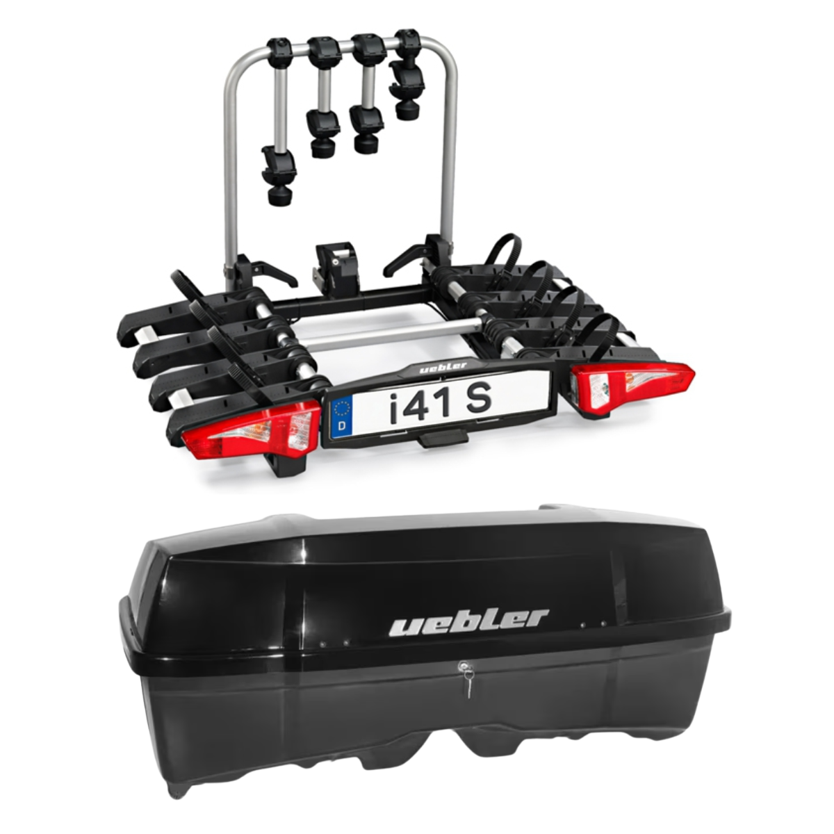 Set UEBLER i41 S Fahrradtraeger 18140 4 Raeder mit 90° Abklappung faltbar inkl. Heckbox - 18140 25080