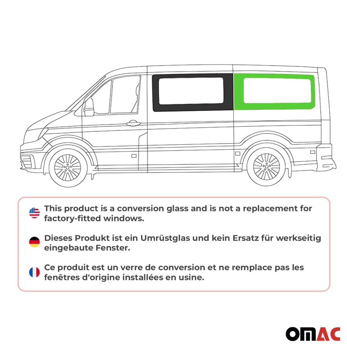 OMAC Seitenfenster Seitenscheibe VW Crafter L2 ab Bj. 2017 Hinten Links OMAC Seitenfenster Seitenscheibe VW Crafter L2 ab Bj. 2017 Hinten Links - 7556405-1RSFL