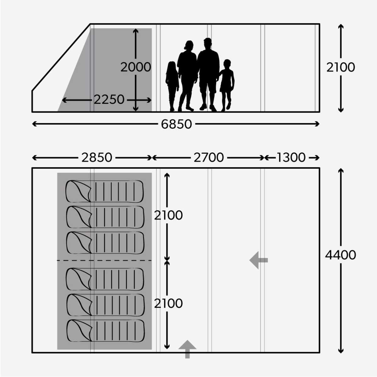 DOMETIC aufblasbares Familienzelt RAROTONGA FTT 601 Gruen inkl. Teppich und Unterlage