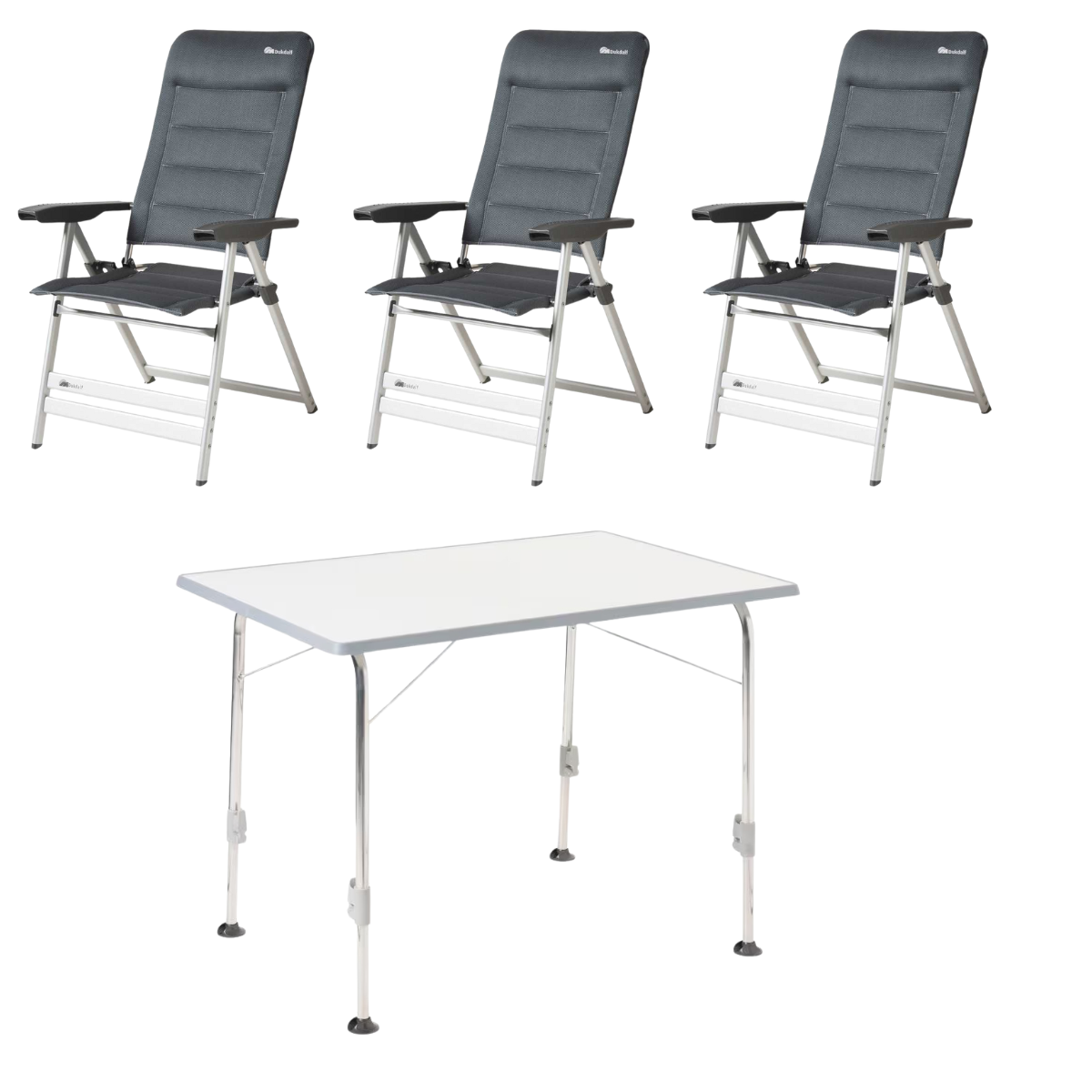 DUKDALF Stuhl Sublime 3D Mesh anthrazit 3er-Set - Tisch STABILIC III 115x70 cm hellgrau - 41-13-8800-4 40-24-1157.0