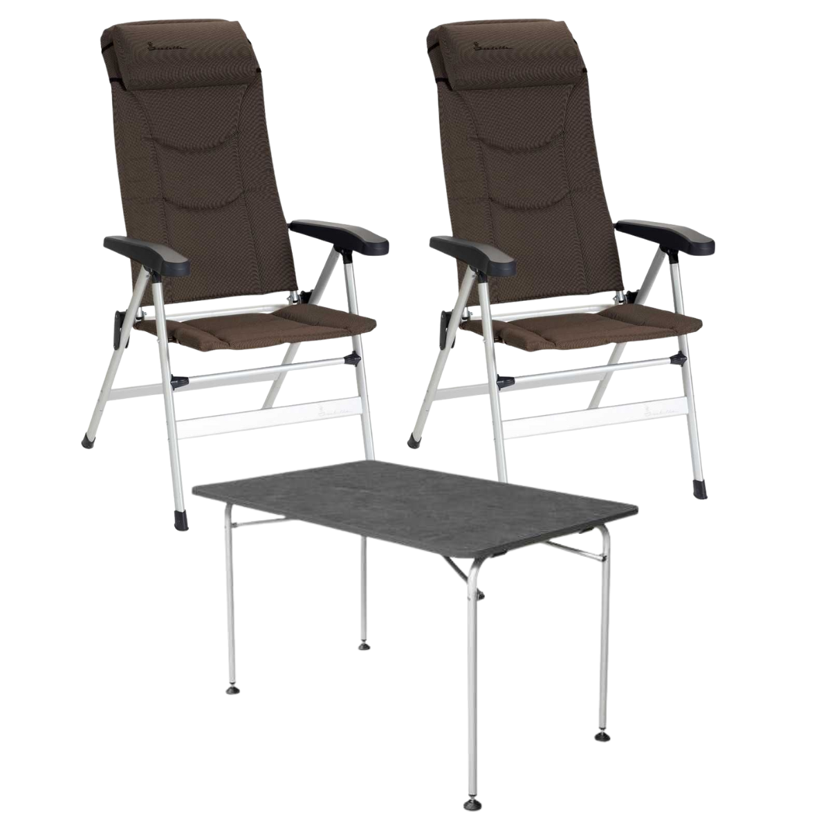 ISABELLA Campingstuhl Thor braun 2er Set mit Campingtisch 120 x 80 cm - 700006289 700006274